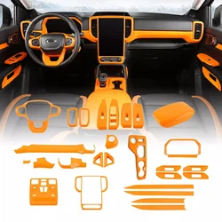 Interior Trim Kit Cover Stickers Fit For Ford Ranger Wildtrak 2023 2024 Decorative Tunning Accessories ABS Orange