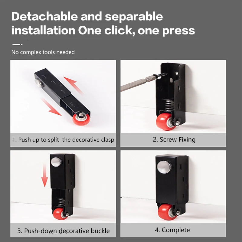 Quiet Spring Loaded Anti Sag Sliding Door Bottom Roller Height Adjustable Support Wheel With Shock Absorption For Wooden Door