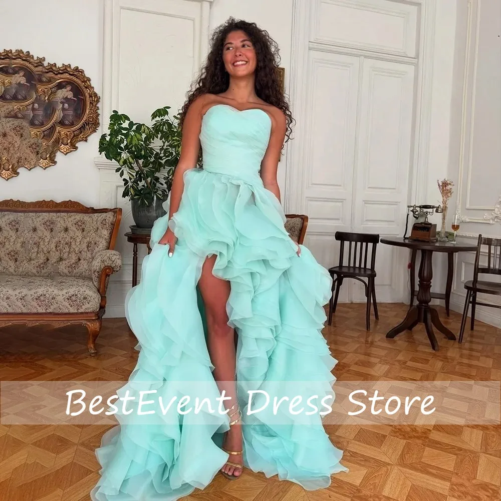Tiered Ruffles A Line Prom Dress Strapless Party Dress Evening Dress Multilayers Celebrity Gowns for Women Vestidos Customized