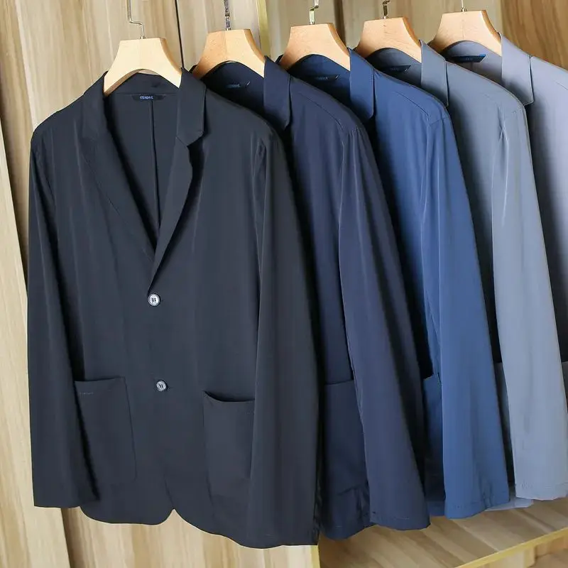 

Ультралегкий мужской повседневный костюм из технологичной ткани с четырехсторонним стрейчем, стильный городской, для весны, лета, осени, с длинным рукавом, для бизнеса