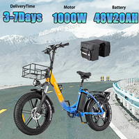 Ridstar MN-20 E-Bike 1000W Brushless Motor 48V20AH Battery Folding Electric Bicycle 20-Inch Fat Tire  All Terrain Electric Bike