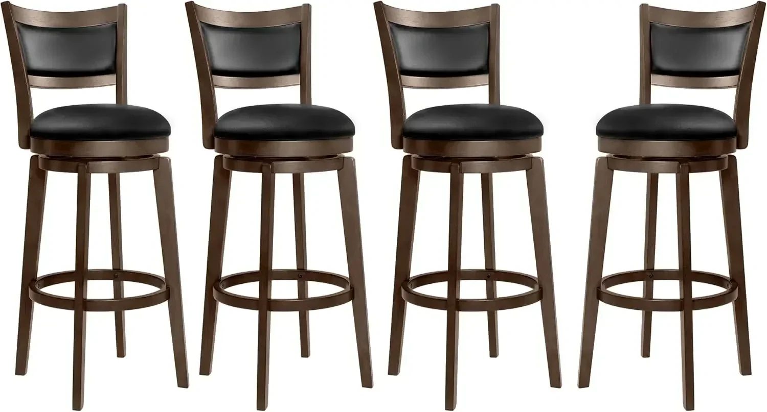 

24" Tall Bar Height Stools Set of 4 - High Back Swivel Barstools , Counter Bar Stool for Kitchen Island & Pub