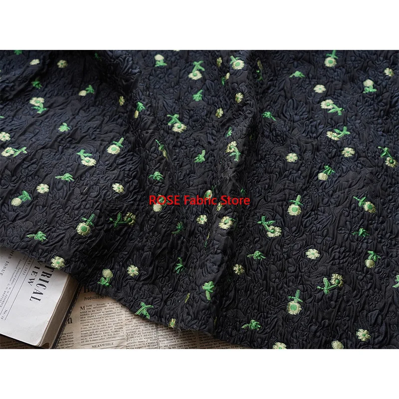 Embossed Small Floral Jacquard Bubble Fabric Spring Summer Women's Puff Skirt Dress Diy Sewing Fabric 100cmx135cm