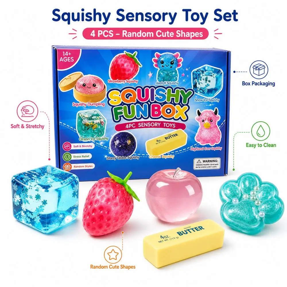 Soft And Stretchy Sensory Toys Random Shapes Reusable Squeeze Fidget Toys Cute Style Easy To Clean Sensory Toy Box Sensory Play
