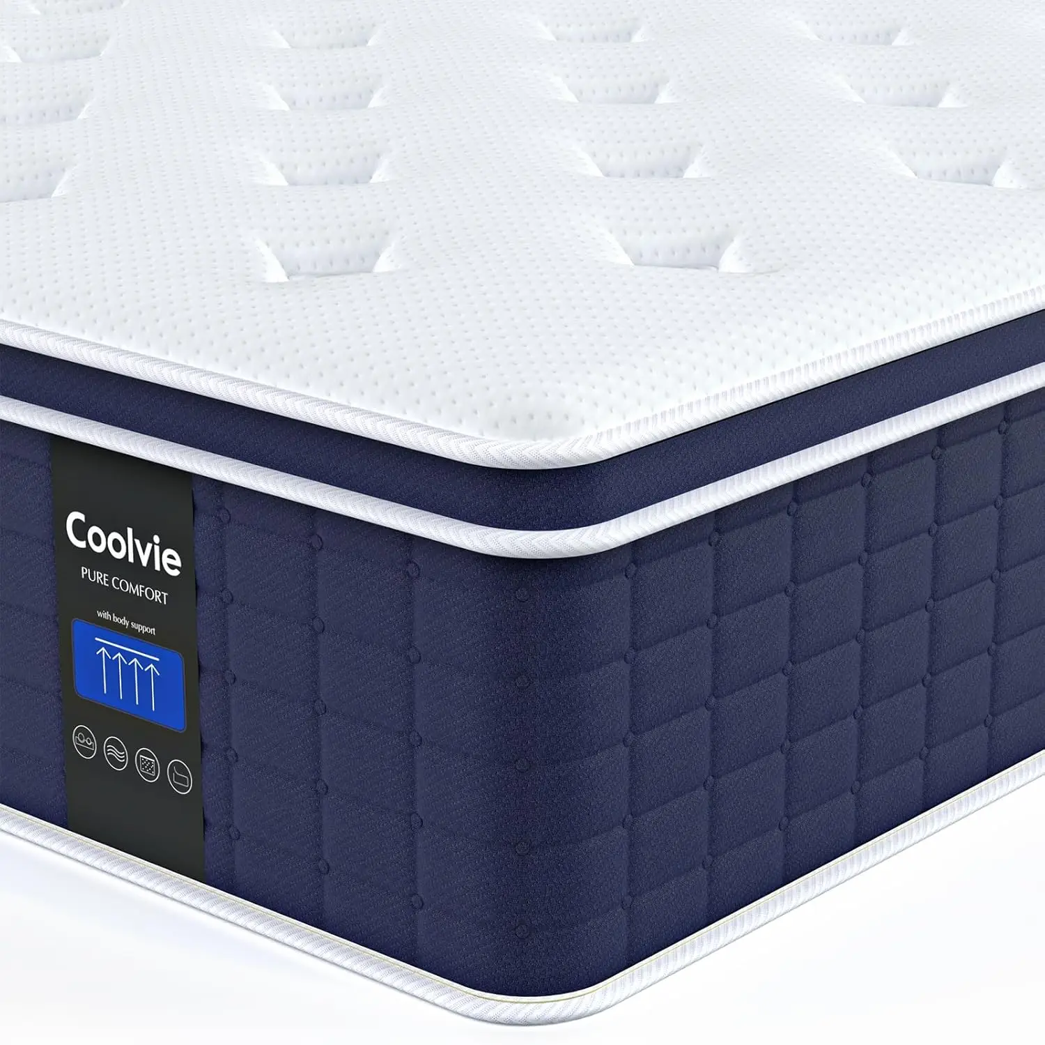 14 Inch King Size Mattress Hybrid King Mattress in a Box Medium Feel 4 Layer Premium Foam with Pocket Springs for Motion