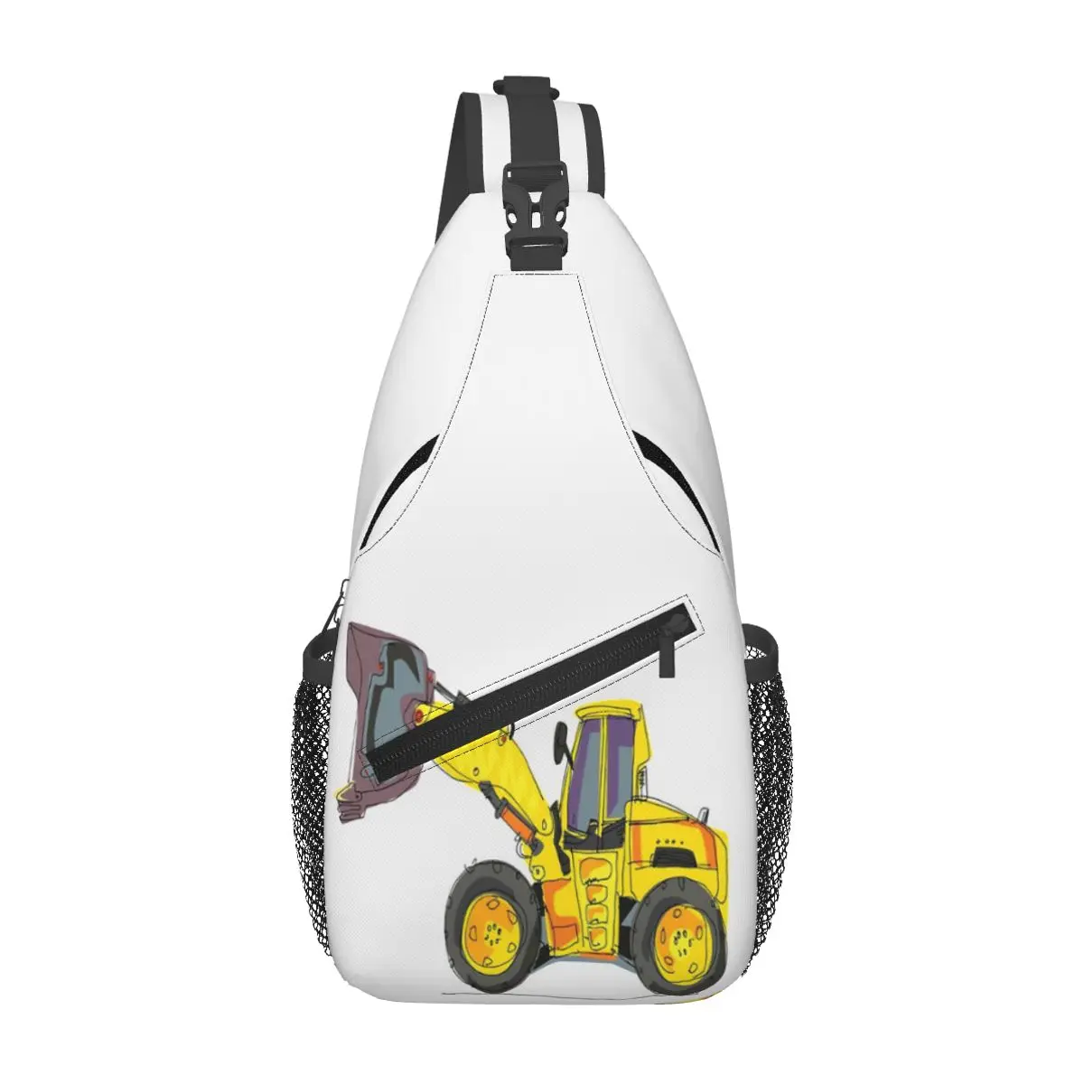 Construction Truck Excavator Chest Bag Men Sling Crossbody Backpack Chest Bag Traveling Hiking Daypack Shoulder Bag