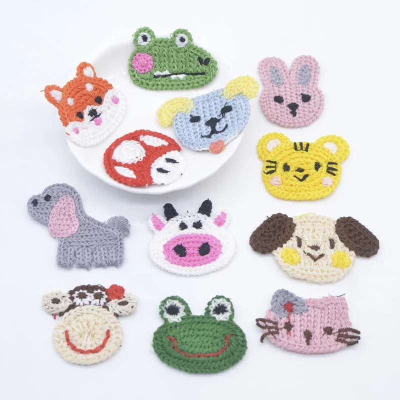 10Pcs Kawaii Animals Wool Applique for DIY Clothes Hat Shoes Sewing Supplies Patches Headwear Hair Loop Clips Decor Accessories