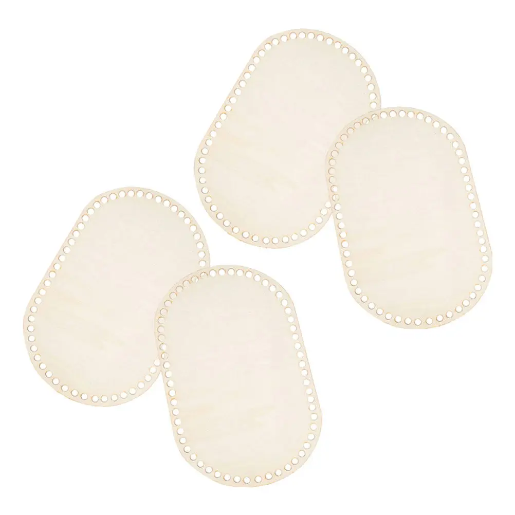 

4Pcs Oval Wood Crochet Base Solid Blank Basket Bottoms for DIY Knitting Weaving Baskets Bags Crafting Home Decor Craft Supplies