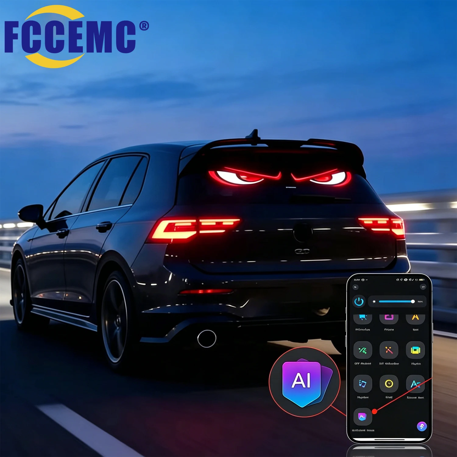 AI Voice Control Car LED Display Lamp App Remote Control Programmable LED Matrix Sign USB Car Window LED Screen Ambient Light