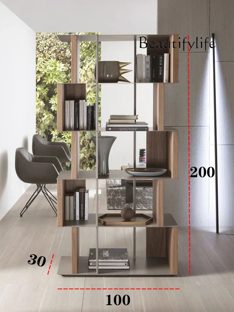 

Italian medieval minimalist solid wood bookshelf floor-to-ceiling simple shelf