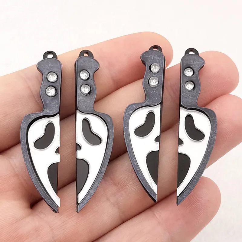 10pcs (5 pairs) Halloween Skull Knife Arcylic Charms Pendant Fit Earring Keychain Jewelry Making DIY Jewelry Findings