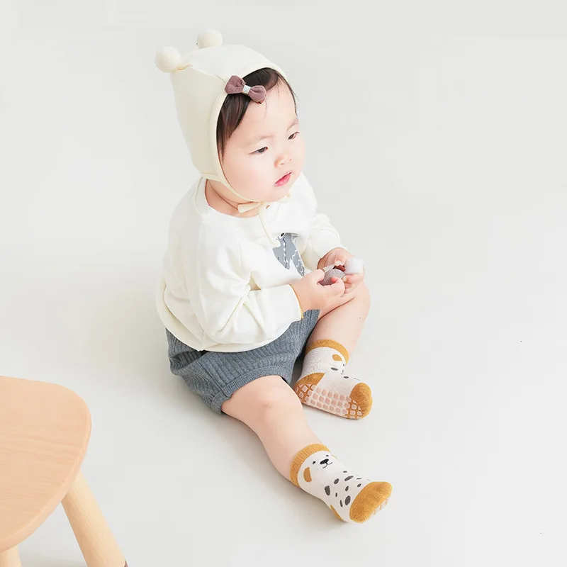 Fashion Baby Floor Socks Cute Animal Design Non-Slip Newborn Floor Socks Soft Cotton Toddler Short Tube Socks For Kids