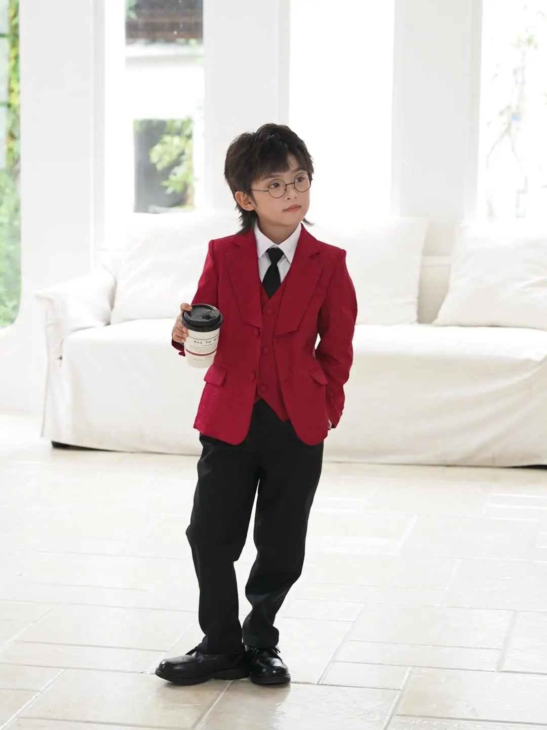 Boys Formal High-End Suits Set for Children British Style Piano Performance Stage Catwalk Wedding Birthday Photography Costume