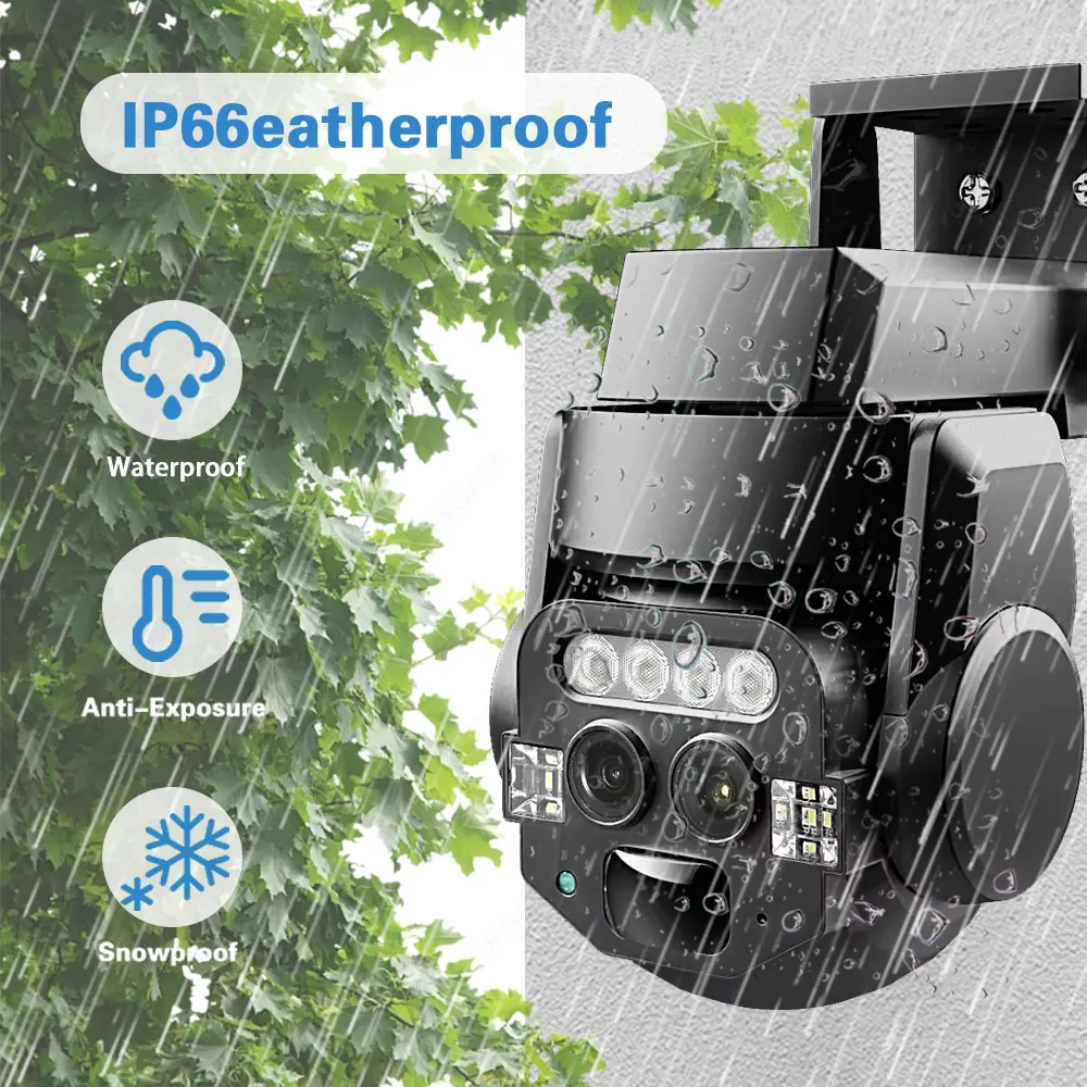 

4K 8MP Wireless PTZ IP Security Camera with Auto Tracking Dual Lens 10x Zoom Outdoor CCTV Wifi Video Surveillance 2 Way Audio