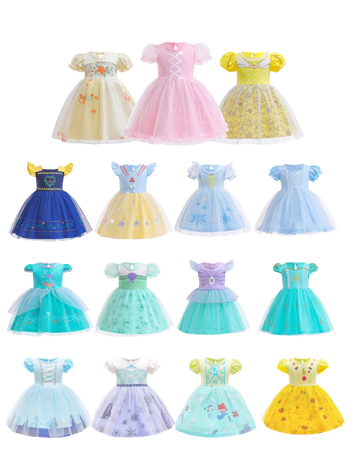

Cute girls soft and comfortable royal princess dress, various styles, short sleeves, perfect for birthday parties and Christmas