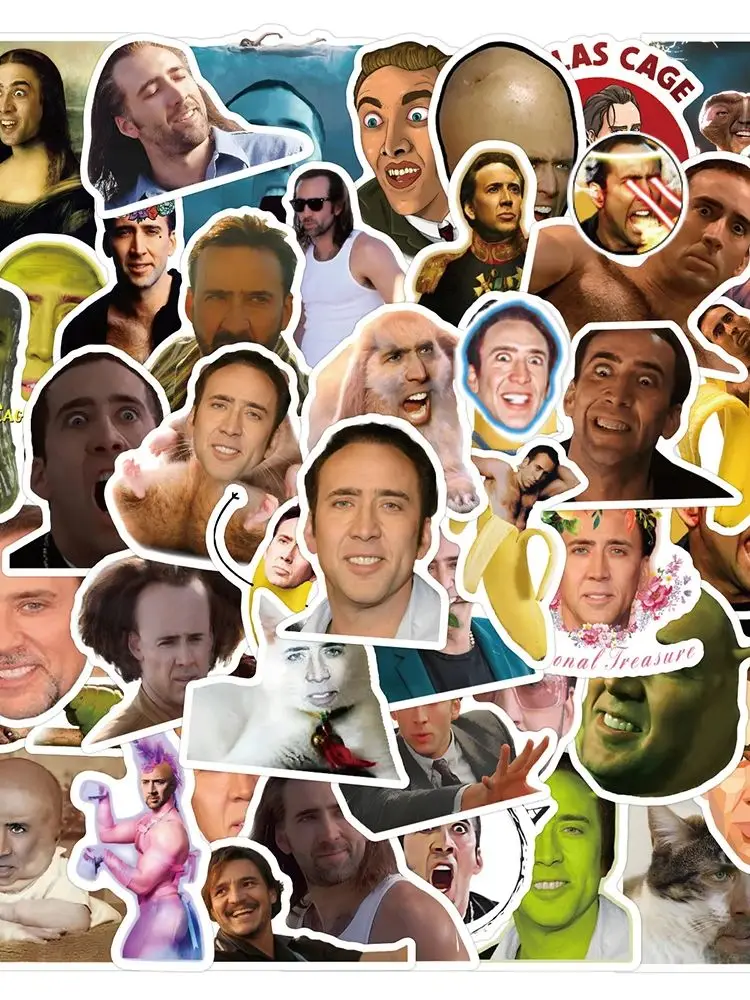 AliExpress MINISO 10/30/50PCS Funny Meme Stickers Nicolas Cage Cartoon Decals Decoration DIY Notebook Phone Bike