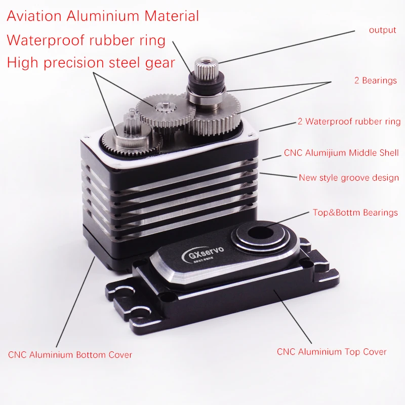 Gxservo All Metal High Speed Coreless Servo 32KG 40KG 45K High Torque Waterproof IPX8 For RC Xmaxx Crawler Robot Parts