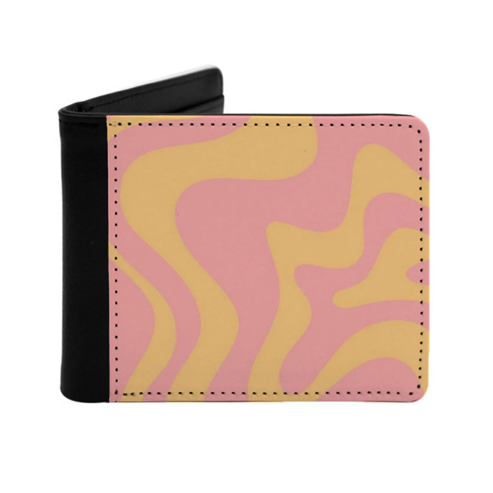 Liquid Swirl Retro Modern Abstract Pattern In Soft Pink And Men's Wallet Pu Leather Wallet Multifunction Credit Card Purse