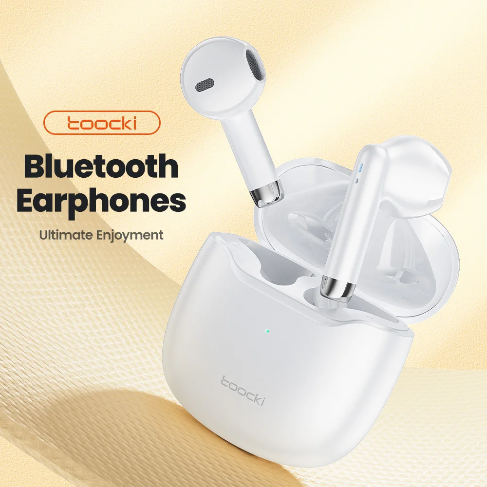 Toocki V08 Earphone nirkabel Bluetooth 5.3, earbud Stereo HiFi tahan air olahraga dengan mikrofon untuk Android