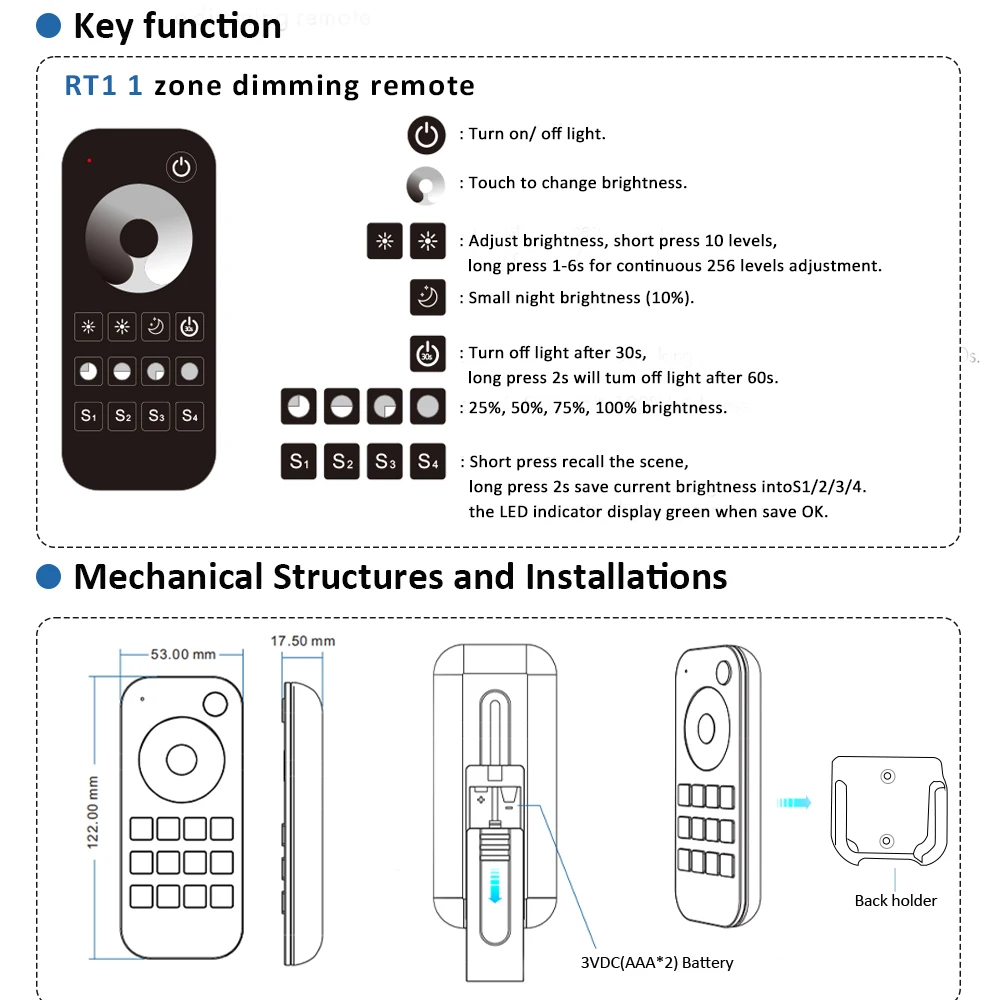 220V Tuya Smart Wifi LED Light Dimmer S1-B(WT) AC Triac Single Color Controller R1 R11 RT1 RT6 RU4 RS1 Remote Push Switch