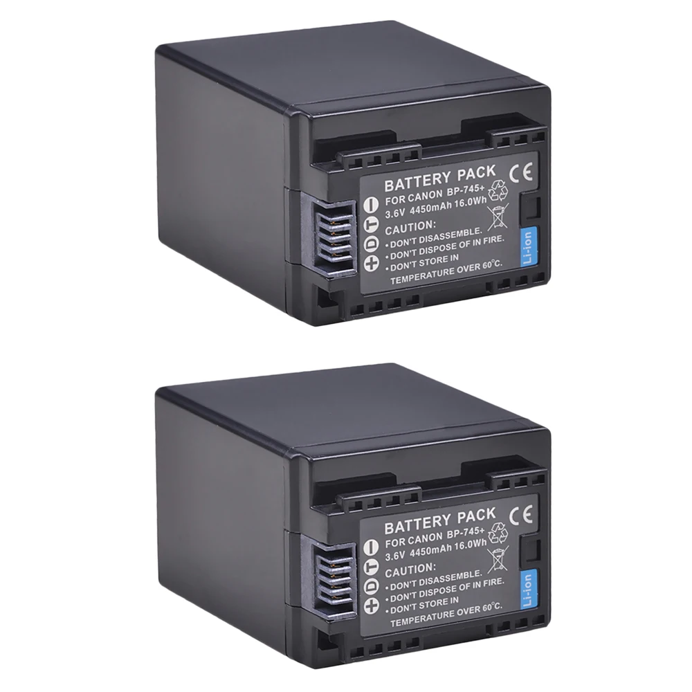 2Pc 4450mAh BP-718 BP-727 BP-745 BP745 BP727 Battery Bateria Akku for Canon BP-709 BP727 BP 709 745 718 727 BP709 BP718 HF406 R3