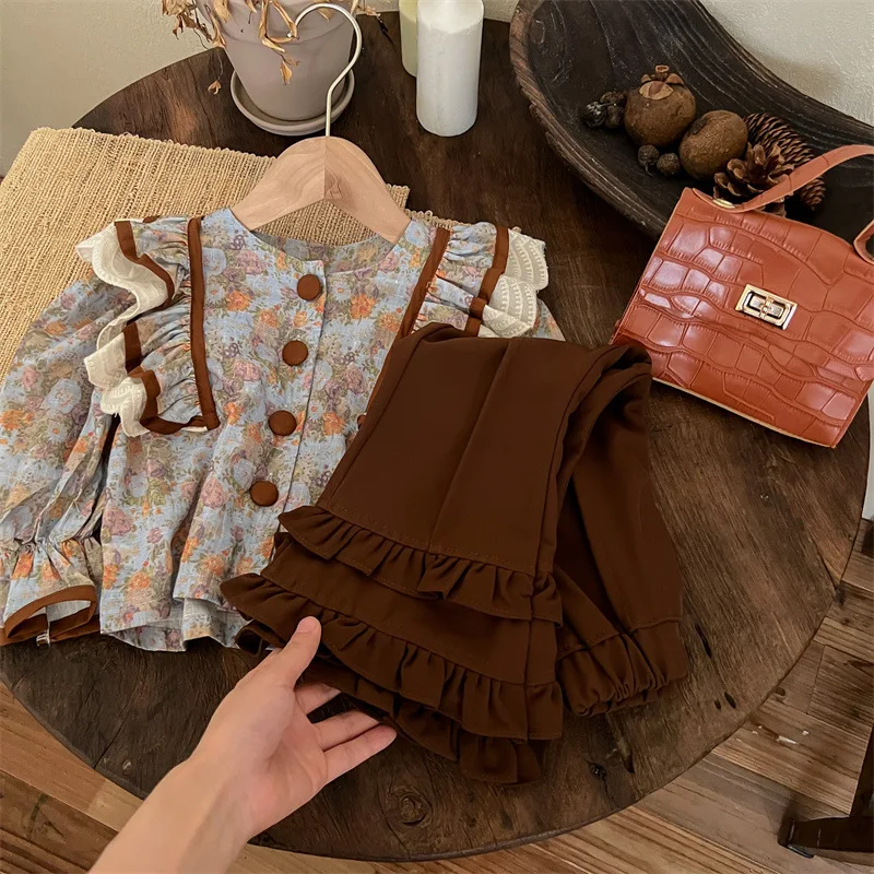 Girls' Autumn Suit 2025 New Foreign Style Fashionable Retro Autumn Children's Flared Pants Autumn Fashion Casual