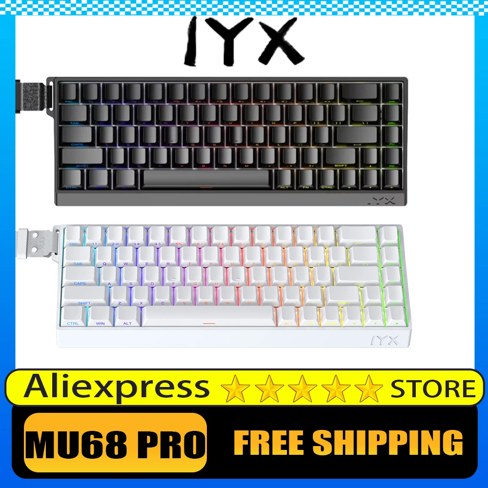 In-stock IYX MU68 Pro Magnetic Switch Keyboard Aluminum Alloy 8K Quick Trigger Low Delay Gaming Keyboard Pc Gamer Varolant Gifts