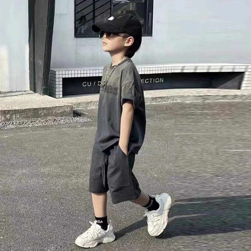 

Boys' Summer Set 2024 New Boys' Cool Clothes CuHK Children's Summer Fashion Brand Children's Two-piece Set 120-170cm