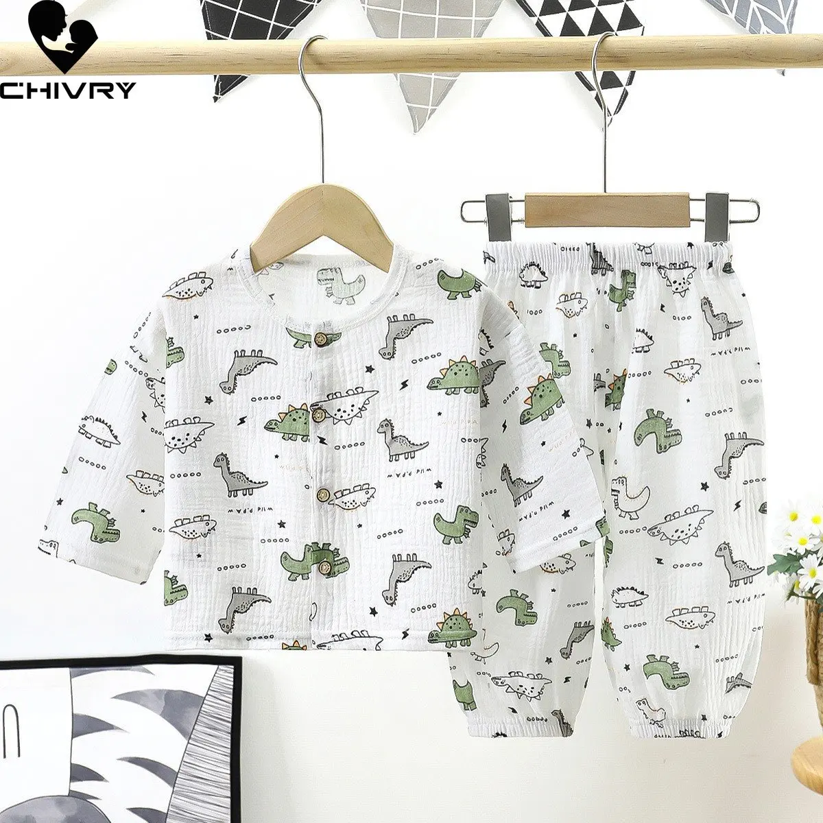 Kinder Sommer Pyjamas Neue Jungen Mädchen Dünne Cartoon Drei-viertel Hülse Baumwolle Garn Shirts mit Hosen Baby Schlafen Kleidung sets