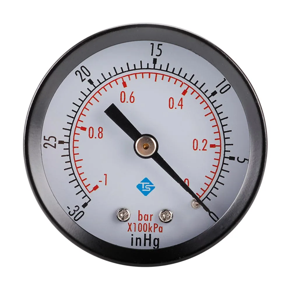 

50mm Face Double Scale Pressure Gauge 0~-30nhg 0~-1Bar Mini Dual Scale Dial Gauge Pressure Gauge for Air Water Fuel Liquids