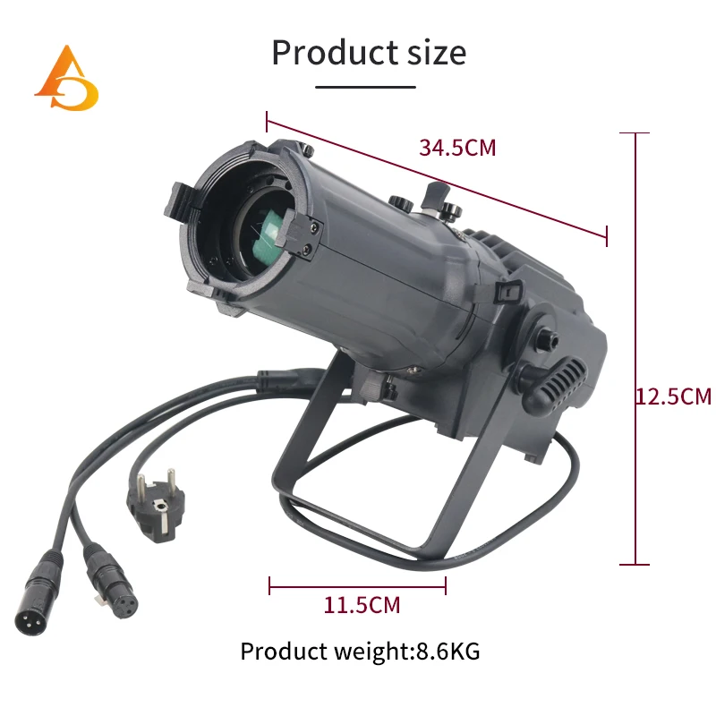 Mini 100W DMX Zoom Profile Variable Zoom Ellipsoidal Surface Studio Gobo Spotlight DMX LED Leko for Theater Exhibition