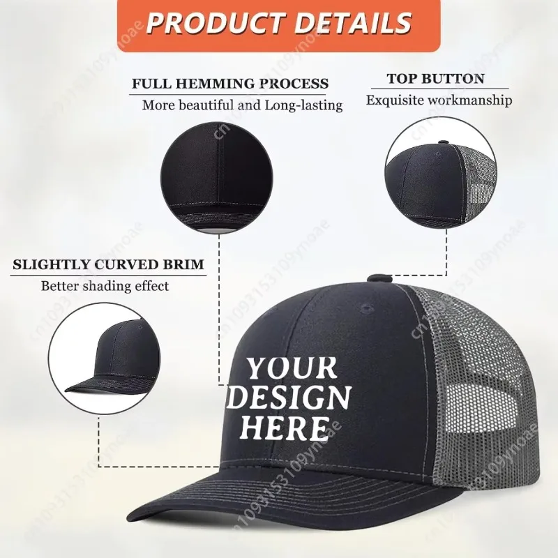قبعة مخصصة للرجال والنساء صمم قبعة سائق الشاحنة المخصصة الخاصة بك السائبة إضافة شعار نص الصورة الرجال امرأة في الهواء الطلق عادية حفلة Headwea #4