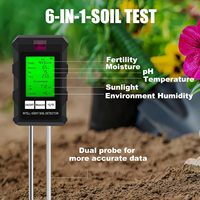 6 in 1 Digital Soil Tester Multifunctional Soil PH Detector Moisture Fertility pH Temperature Humidity Light Meter for Garden