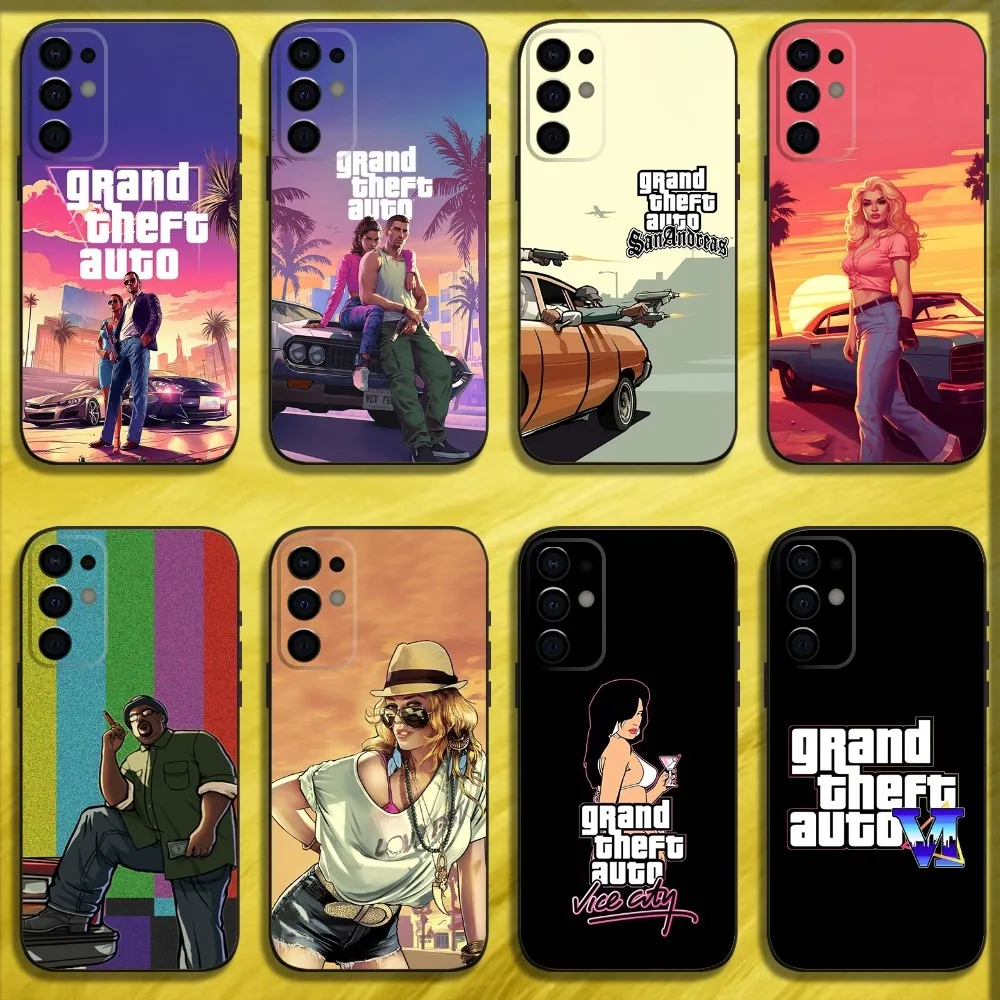 G-GTA 6 G-Grand Theft A-Auto VI Phone Case For Samsung S24,S21,S22,S23,S30,Ultra,S20,Plus,Fe,Lite,Note,10,9,5G Black Soft Cover