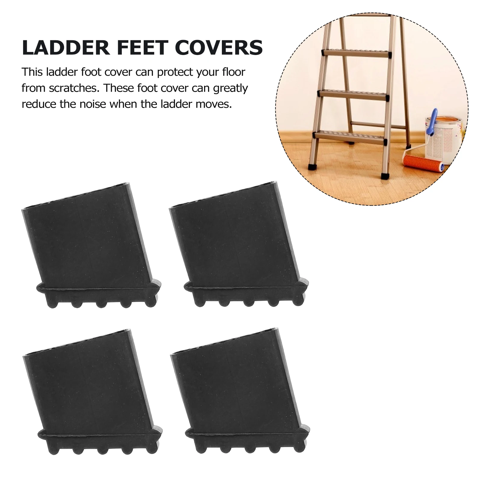 

4pcs Non-slip Ladder Foot Pads Floor Protector Noise Reduction Stable Covers for Garage Studio Garden Indoor Use Light Portable