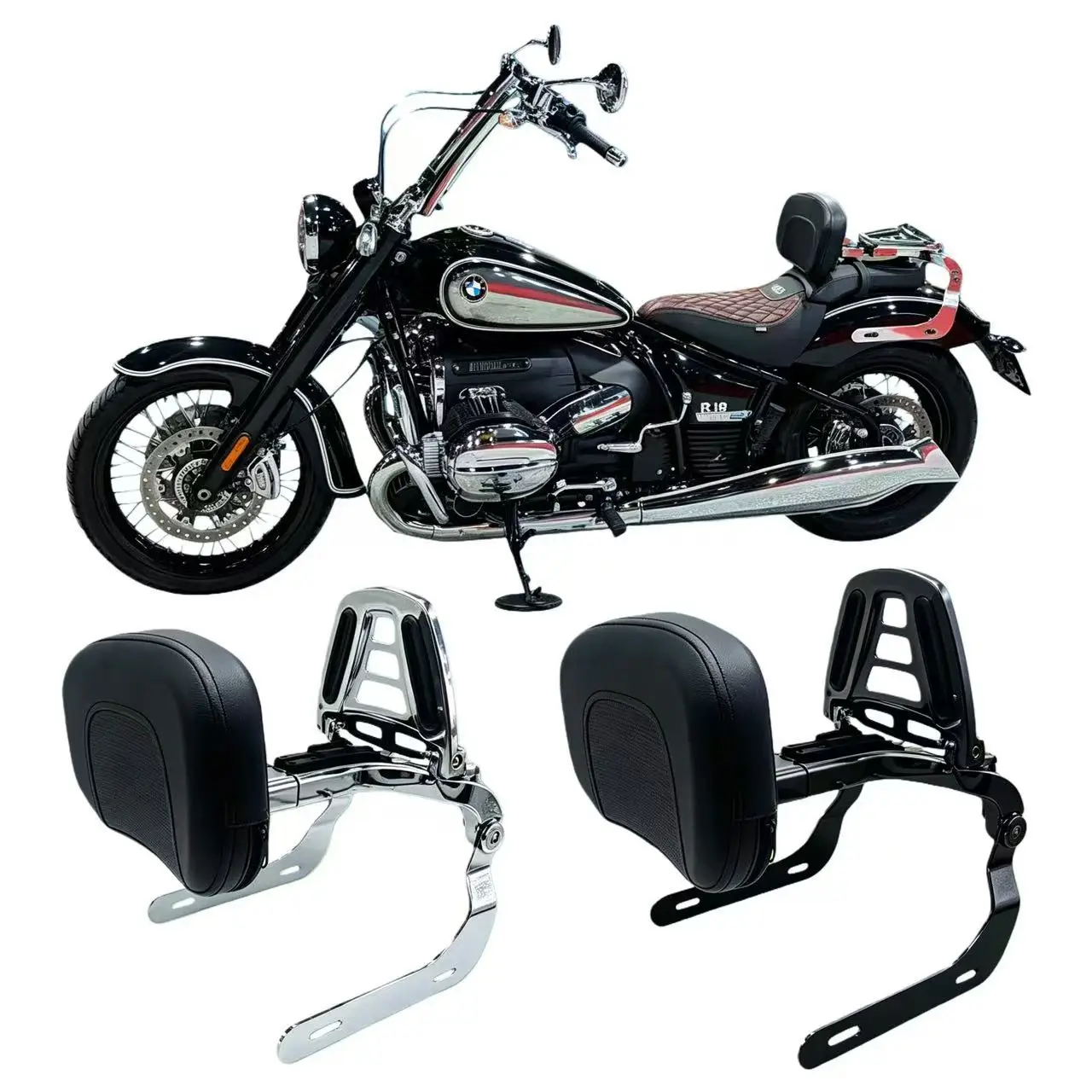 Multifunktionale Fahrer- und Beifahrer-Rückenlehne mit klappbarem Gepäckträger, passend für BMW R18 Classic R 18 100 Years 2020-2026