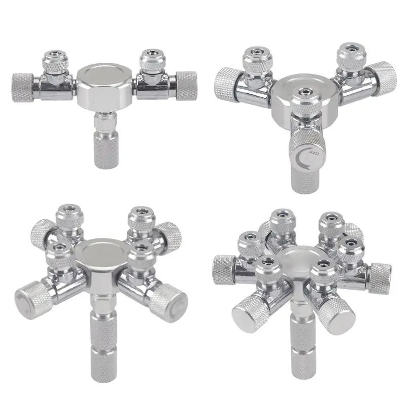 Aquarium-Mehrwege-CO2-Verteiler-Splitternadel aus Aluminiumlegierung für Ventilprüfung, Ventilblasenzähler, Magnetventil
