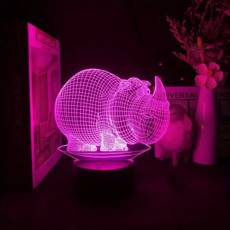 Lampe bal inocéros 3D avec 7 Couleurs, Joli Tactile Intelligent, Veilleuse Animal, Icide Optique, Décoration de Maison, Cadeaux de Noël et d'Anniversaire