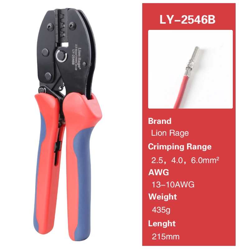 Lion Rage Solar Crimper Crimping Tool LY-2546B Pliers MC2.5/4/6mm² 14-10AWG PV Connector Cable Pressing 9 Inch Pliers Ratchet