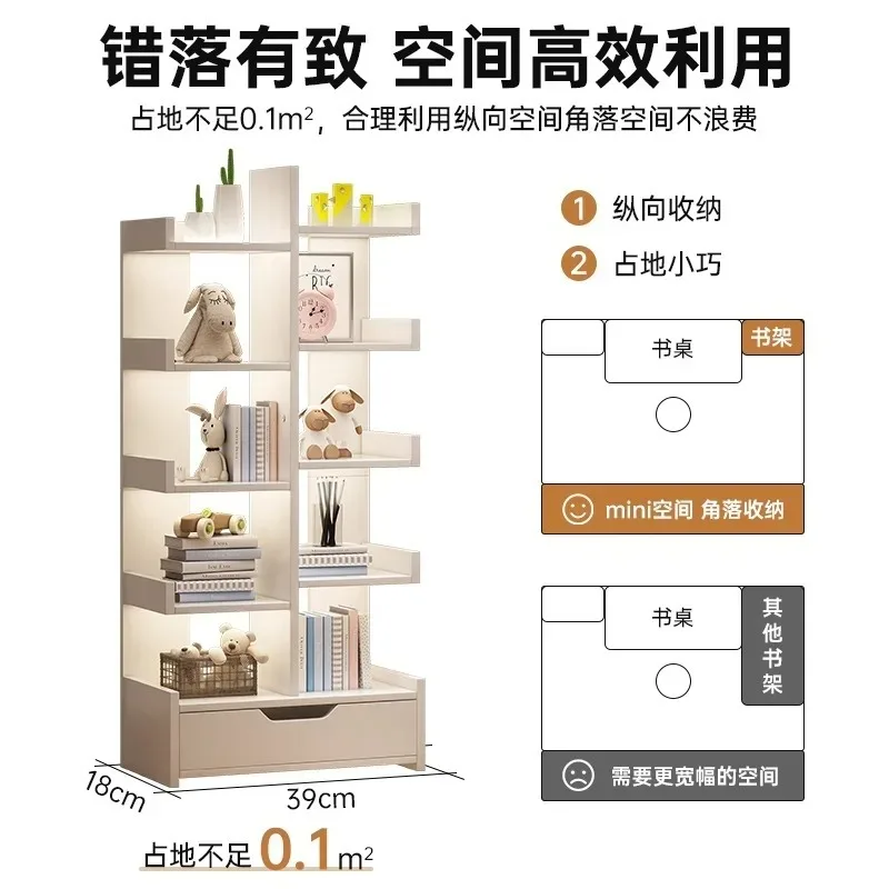 رف كتب بسيط من الأرض إلى السقف لغرفة النوم، رف تخزين جداري ضيق، رف عرض مكتبي لغرفة المعيشة #4