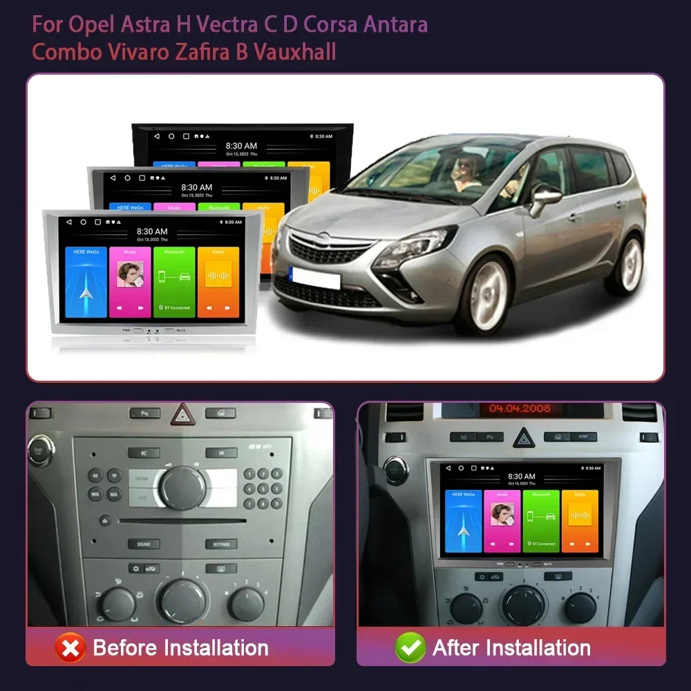 Android 13  For Opel Astra H Vectra C D Corsa Antara Combo Vivaro Zafira B Vauxhal 8inch Stereo 2 Din Screen