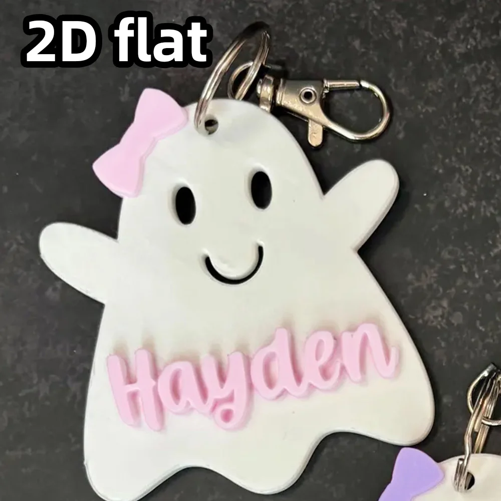 سلسلة مفاتيح شبح مخصصة، علامة حقيبة شبح، علامة اسم الهالوين، سحر حقيبة الشبح، علامة اسم الهالوين، لصالح حفلة الهالوين #3