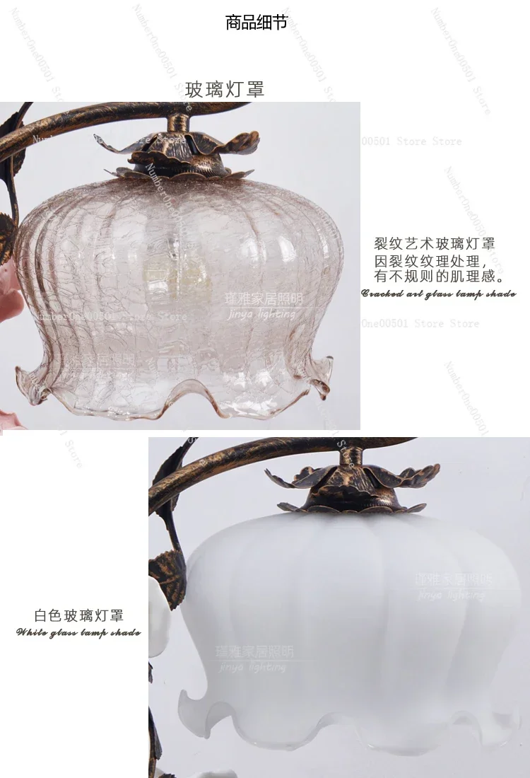 French retro Vintage art desk lamp medieval pastoral rose atmosphere living room bedroom bedside lamp -LBW095