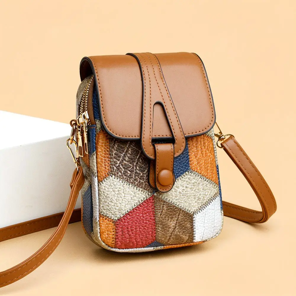 Elegant Vertical Crossbody Phone Pouch Ladies Pu Leather Shoulder Purse Fashion Multi Pocket Casual Small Handbag