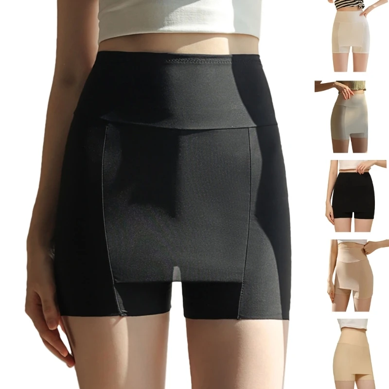 

Q0KE Women High Waist Tummy-Control Safety Short Pant Double Layer Front Crotch Leggings Slip Shorts Under Dress Boyshorts