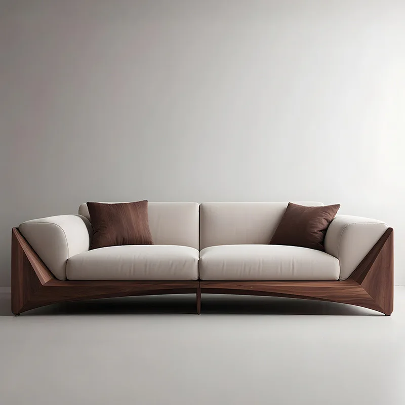 Household, high-end modern simple straight-row solid wood sofa