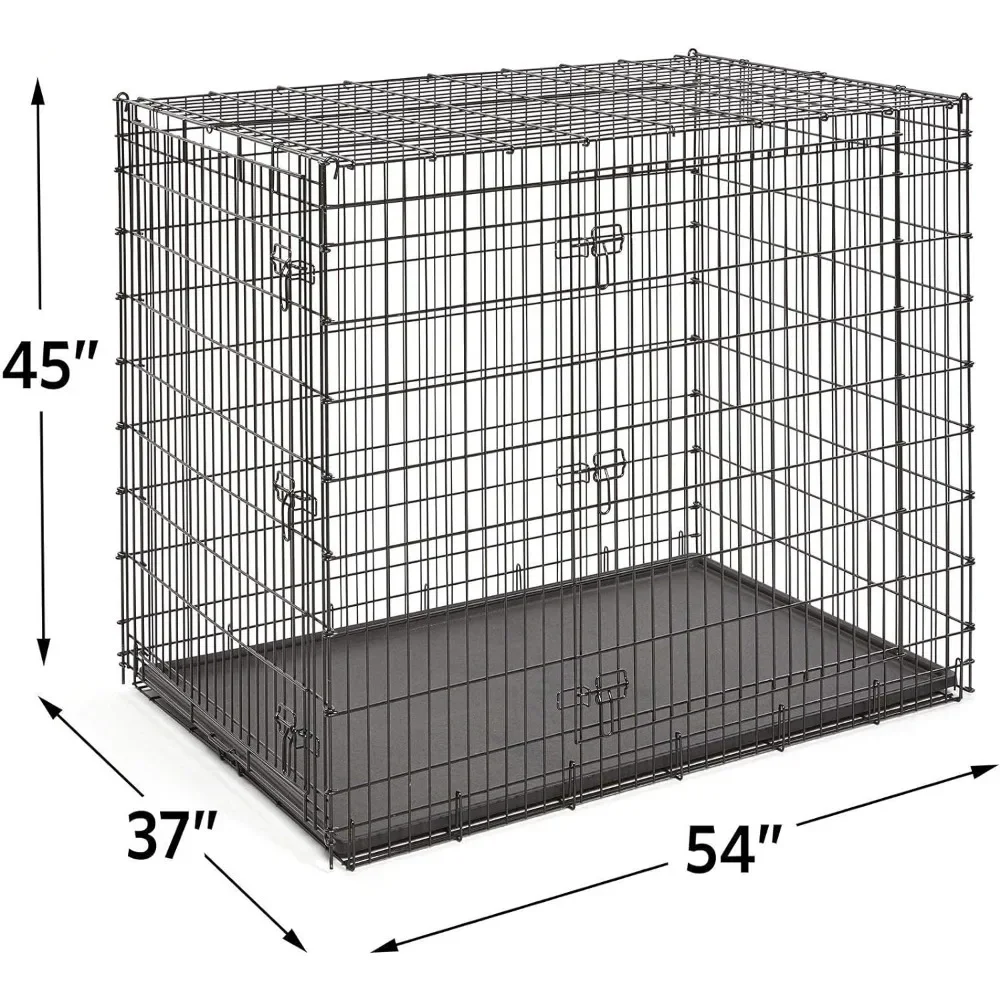 Bundle of  SL54DD Ginormous Double Door Dog Crate for XXL Dogs Breeds +  XXL 54-Inch Dog Crate Cover +54-Inch Gray Dog Bed