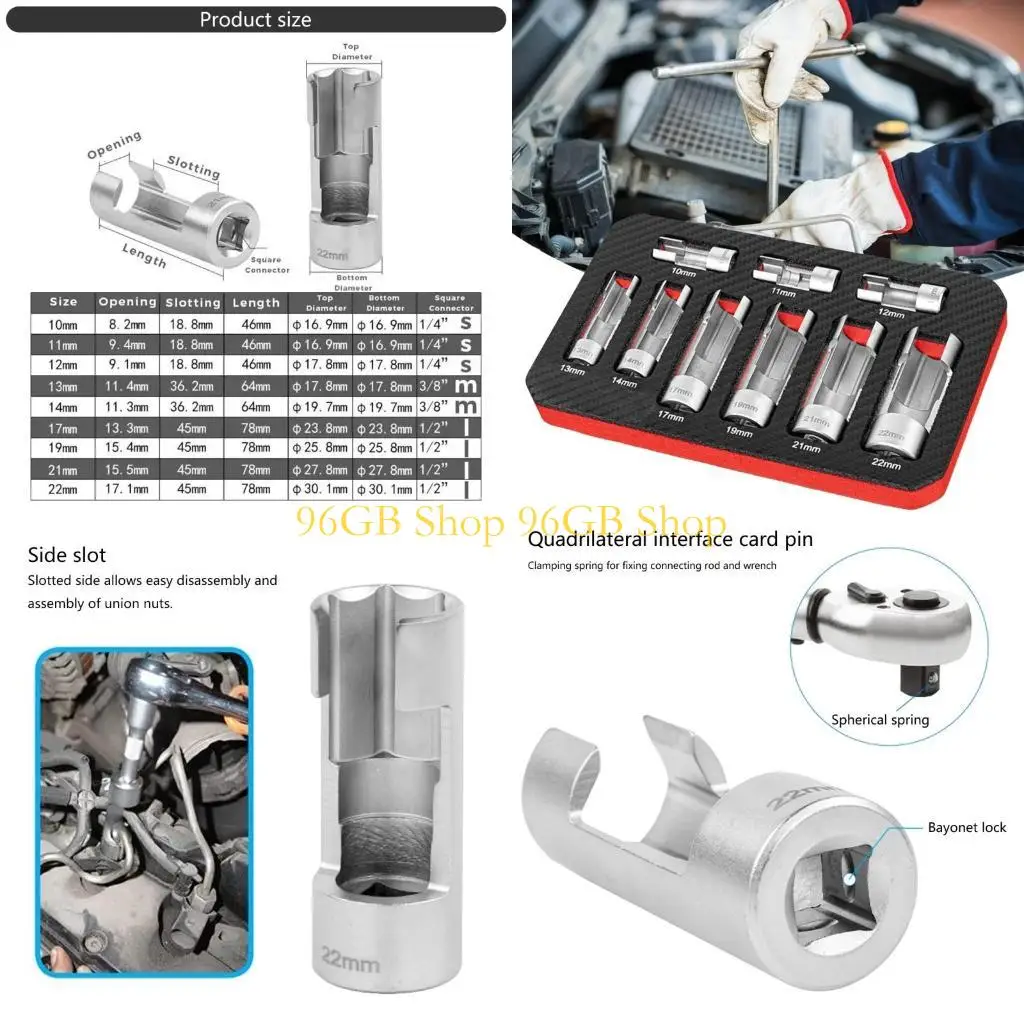 

96GB 9Pcs Oxygen Sensors Socket Automotive Shop Hand Tool Set 10-22mm Disassembly Tool