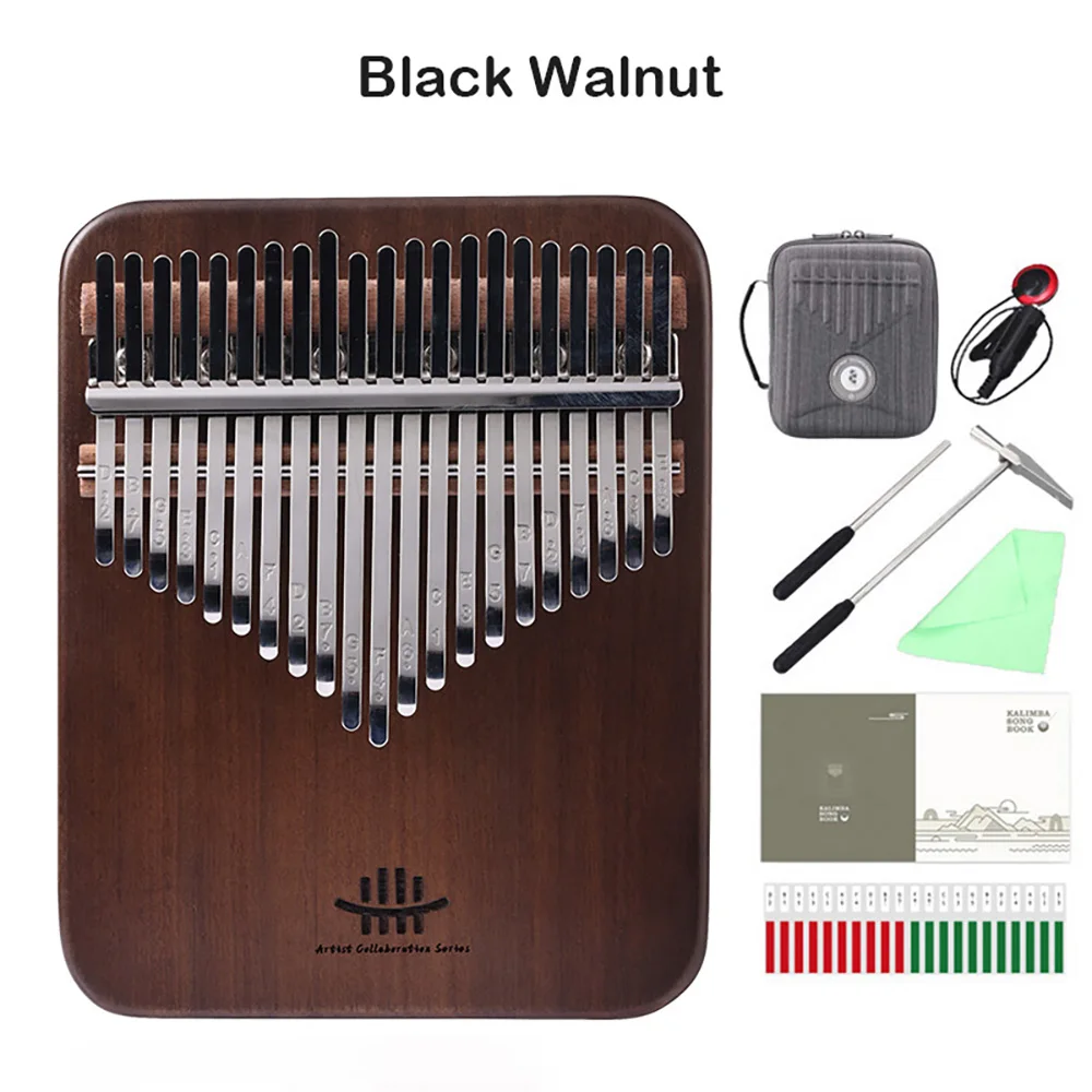 HLURU Kalimba 21 Key Professional Thumb Piano Solid Wood Cherry/Walnut Kalimba Keyboard Instrument Hand Piano Kid Birthday Gifts