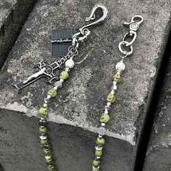 Hip hop punk style pants chain, cat's eye stone, skull necklace, hanging accessories, versatile accessories